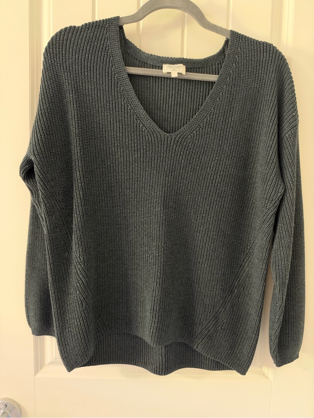 Gentle Fawn Tucker V-Neck Ribbed Sweater - Dark Green
